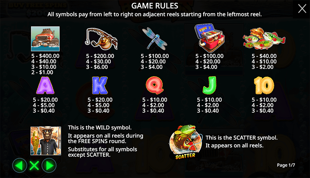 Big Bass Boom Symbols & Paytable