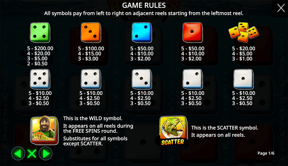 Big Bass Dice Symbols & Paytable Big Bass Dice Symbols & Paytable