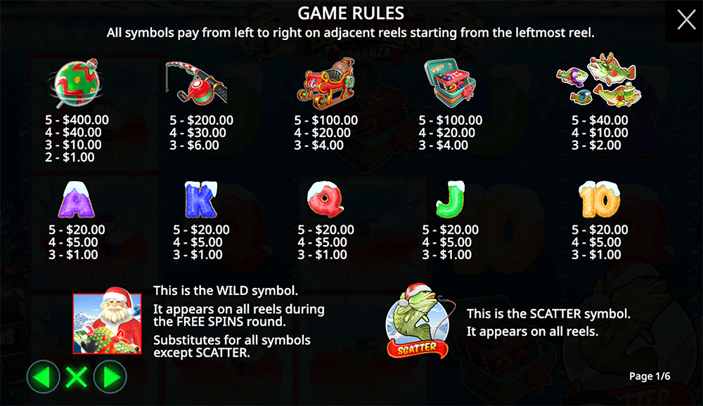 Christmas Big Bass Bonanza Symbols & Paytable